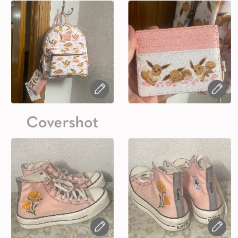 Pokémon/Loungefly EVEE bag/ID holder+Converse Sophia🌸9.5